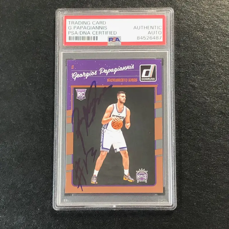 2016-17 Donruss #195 Georgios Papagiannis Signed Card AUTO PSA Slabbed RC Kings