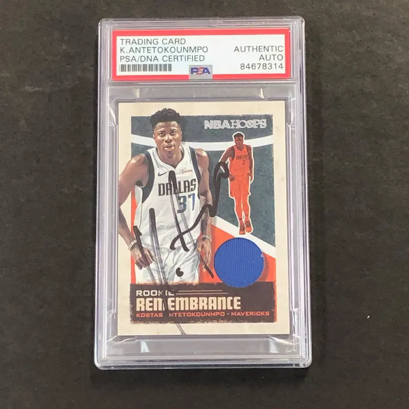2019-20 NBA HOOPS #RR-KAN Kostas Antetokounmpo Signed Card AUTO PSA Slabbed Mavericks