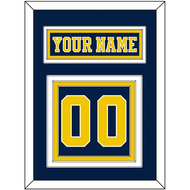 Michigan Hockey Nameplate & Number (Back) - Road Blue (2019-2020) - Triple Mat 2