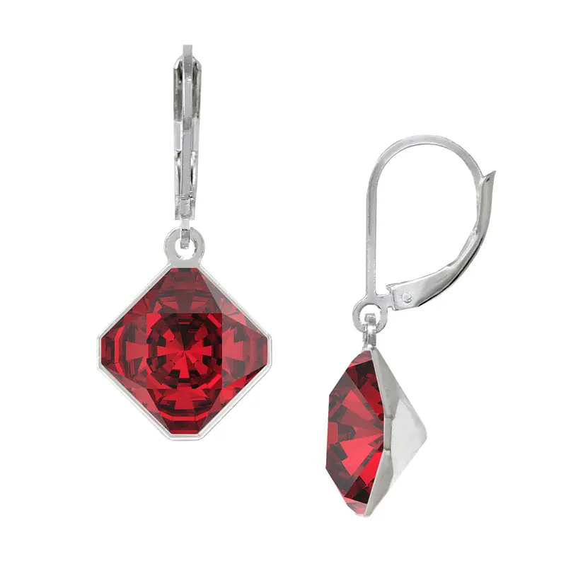 January/Scarlet 10mm Diamond-Shape Leverback Earrings