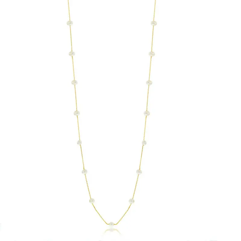 Sterling Silver Freshwater Pearls by the Yard Necklace - Gold Plated
