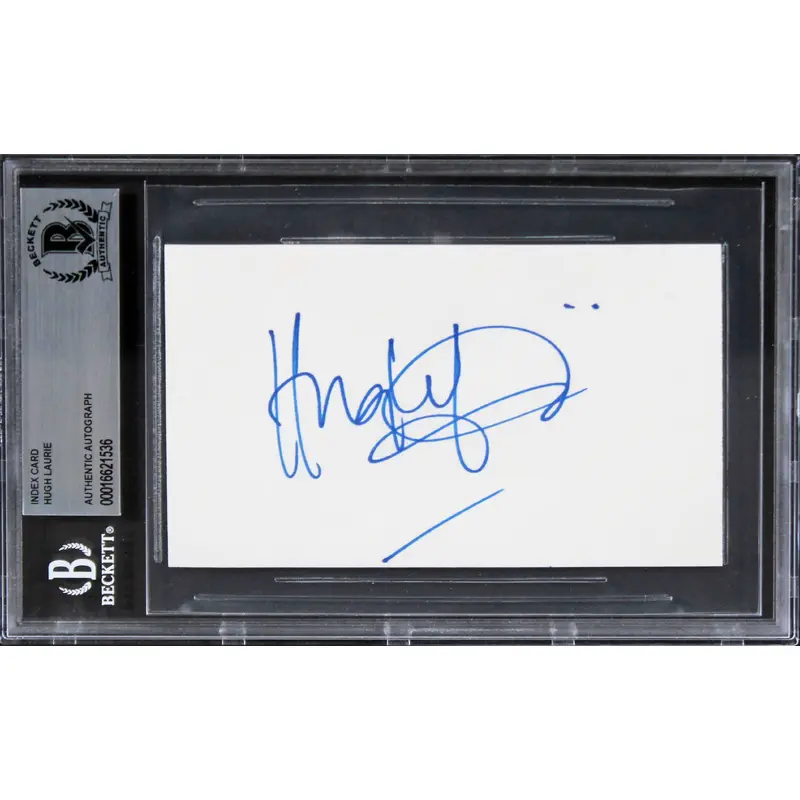 Hugh Laurie House Authentic Signed 3x5 Index Card Autographed BAS Slabbed