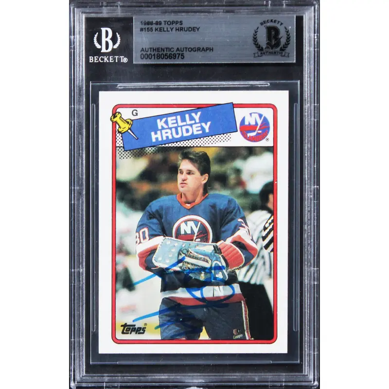 Islanders Kelly Hrudey Authentic Signed 1988 Topps #155 Card BAS Slabbed