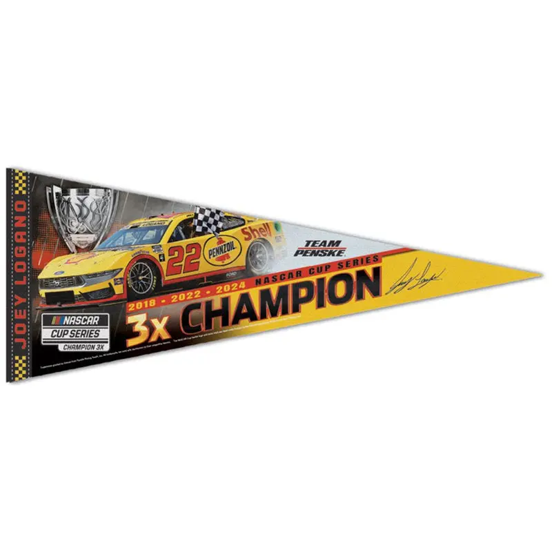 Joey Logano 2024 NASCAR Cup 3x Champion Premium Felt Collector's Pennant - Wincraft