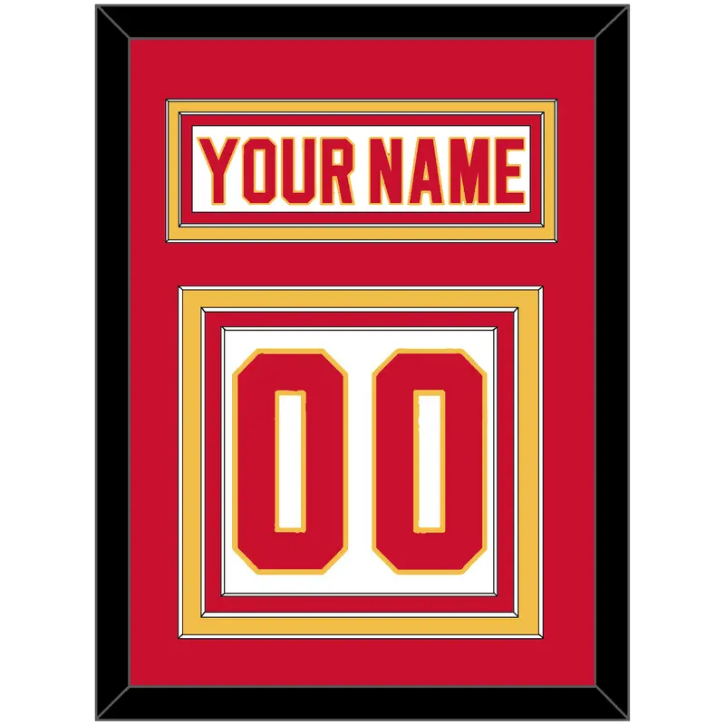 Calgary Nameplate & Number (Back) - Home White (1980-1994) - Triple Mat 2