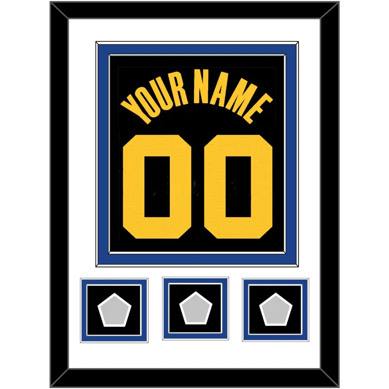 Golden State Name & Number With 3 Finals Patches - Black City (2021-2022) - Double Mat 1