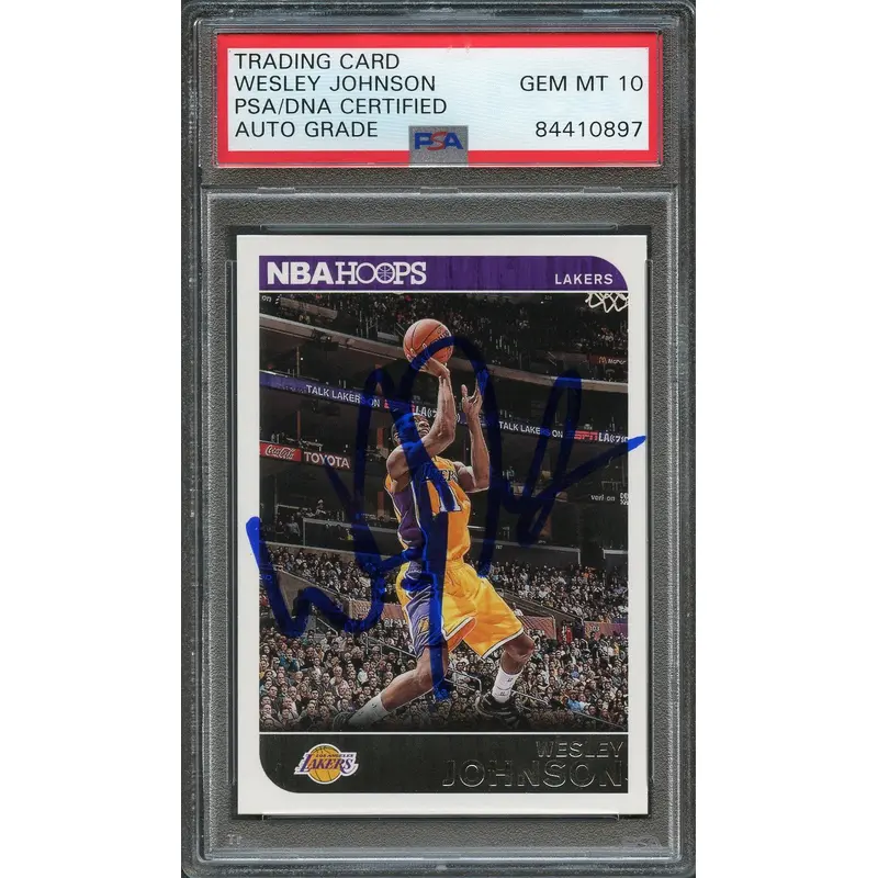 2014-15 NBA Hoops #175 Wesley Johnson Signed Card Auto 10 PSA Slabbed