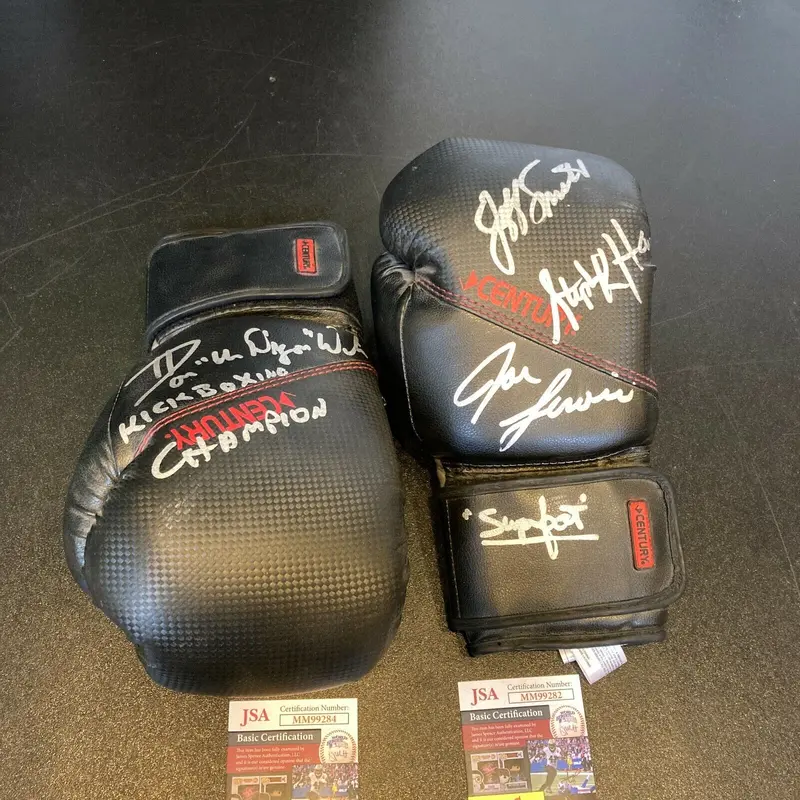 Don Wilson Joe Lewis Jeff Smith Bill Wallace Hayes Signed Boxing Gloves (2) JSA