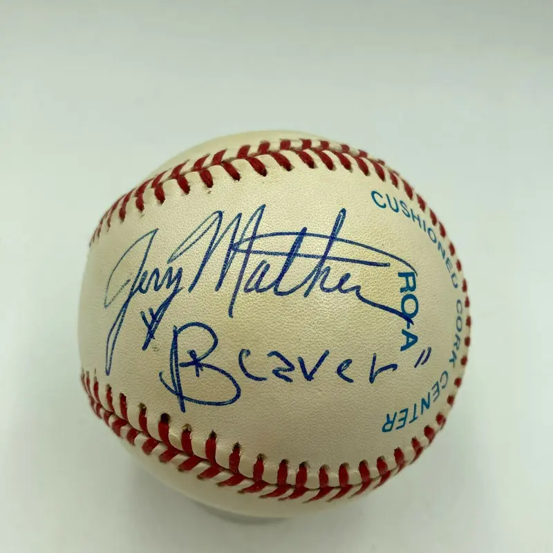 Jerry Mathers & Ken Osmond Signed Major League Baseball Movie Star JSA COA