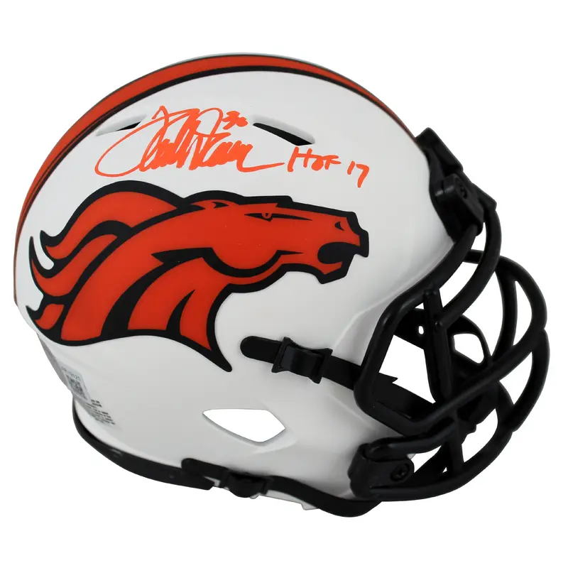Broncos Terrell Davis "HOF 17" Authentic Signed Lunar Speed Mini Helmet BAS Wit