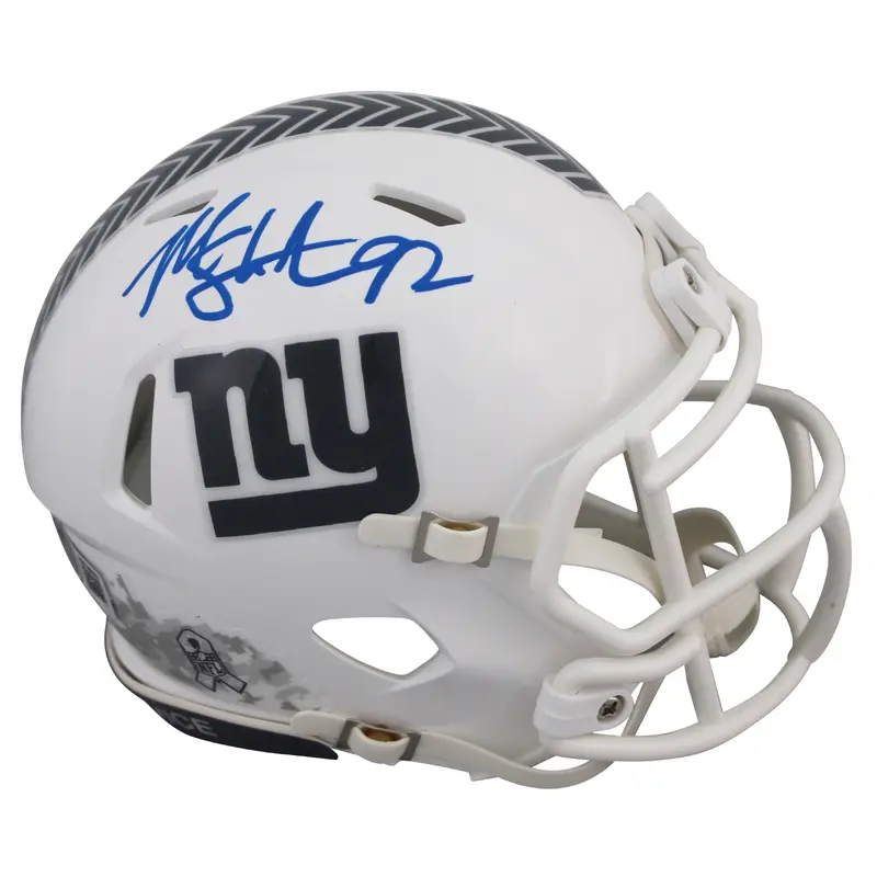 Giants Michael Strahan Signed Salute To Service III Speed Mini Helmet BAS Wit