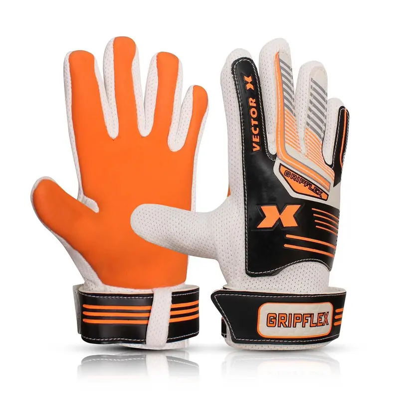VECTOR X Gripflex Goalkeeping Gloves (White, Black, Orange) | Kibi Sports
