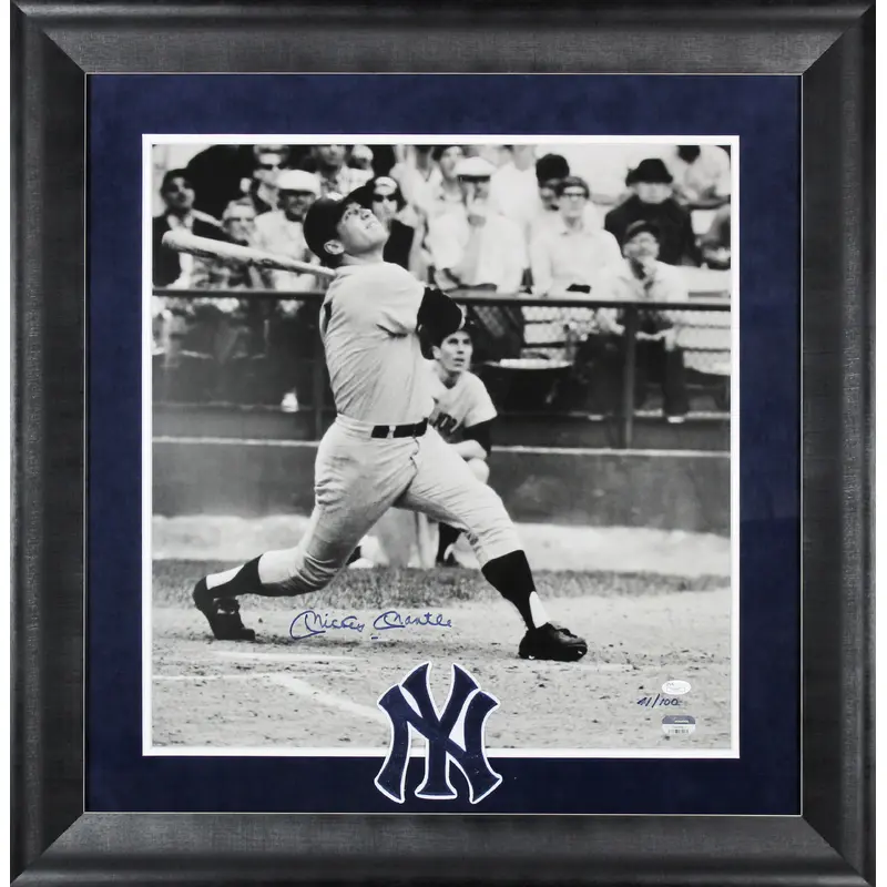 Yankees Mickey Mantle Signed Framed 19.5x20.5 Photo LE #41/100 JSA & Fanatics