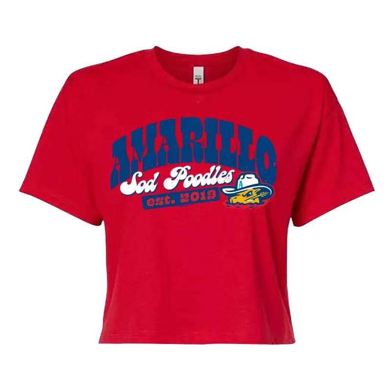 Amarillo Sod Poodles Women's Red Vidalia Game Crop Tee