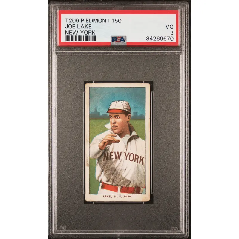 Joe Lake 1909-11 T206 Piedmont 150 New York PSA 3 Very Good