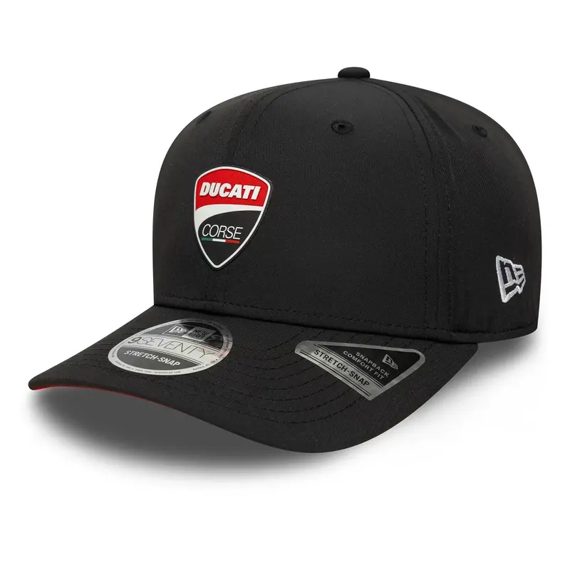 Ducati Motor Logo Recycled Black 9SEVENTY Stretch Snap Adjustable Cap