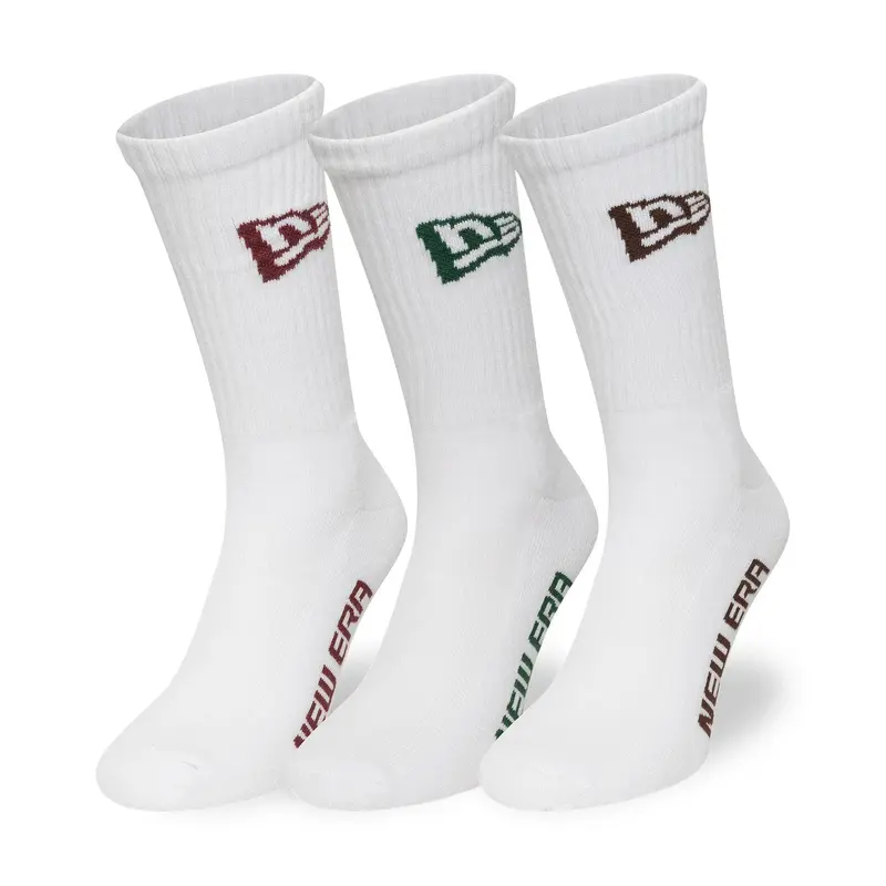 New Era Flag White 3 Pack Crew Socks