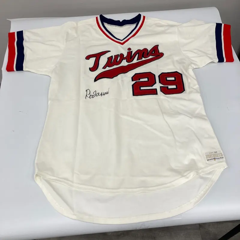 Rod Carew Twice Signed Minnesota Twins Vintage Sand-Knit Jersey JSA Certified