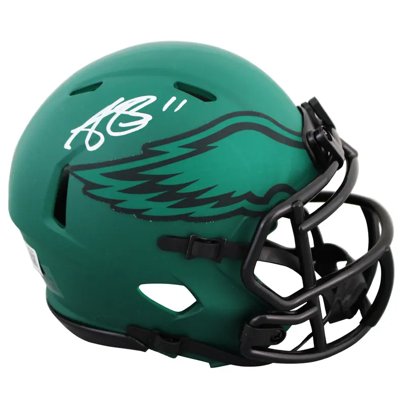 Eagles A.J. Brown Authentic Signed Rave Speed Mini Helmet BAS Witnessed