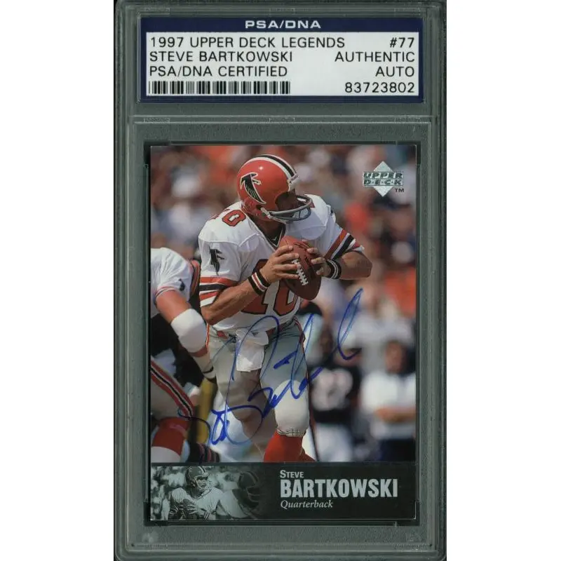 Falcons Steve Bartkowski Signed Card 1997 Upper Deck Legends #77 PSA/DNA Slabbed