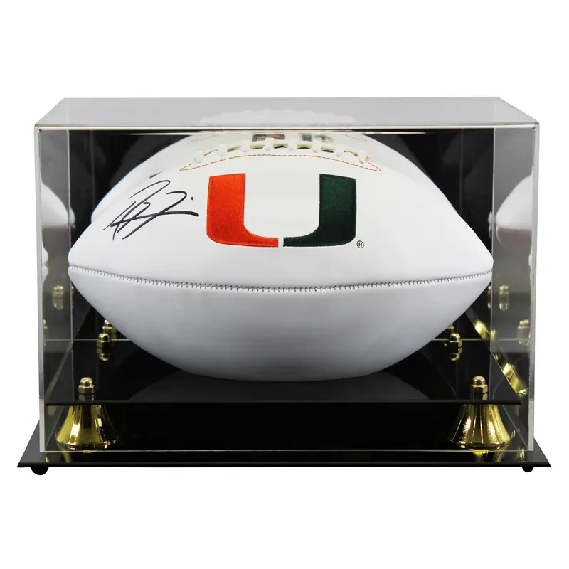 Miami Ray Lewis Signed Rawlings White Panel Logo Football W/ Case BAS Witnessed