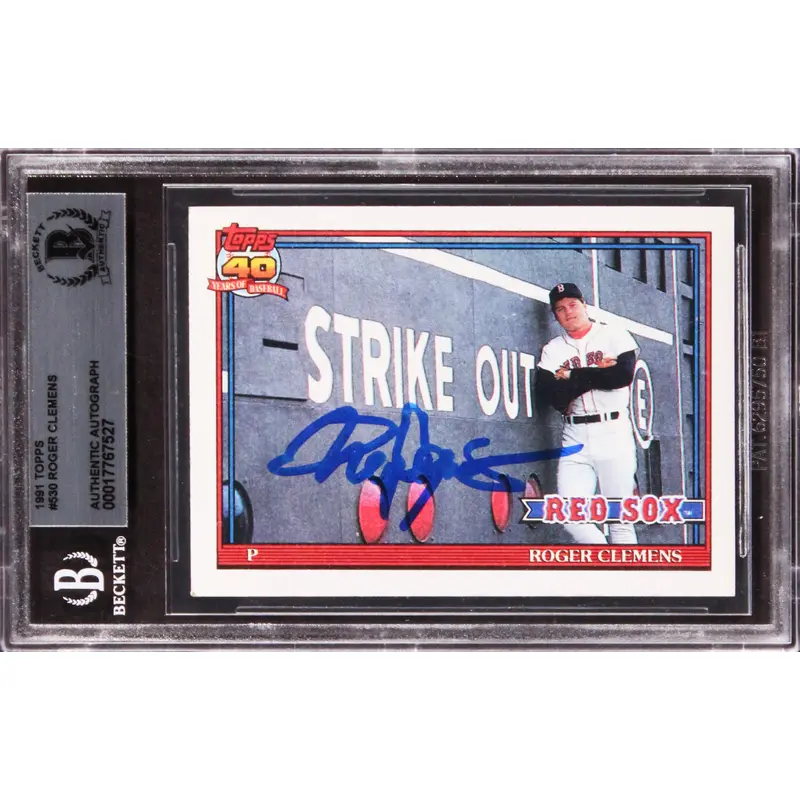 Red Sox Roger Clemens Authentic Signed 1991 Topps #530 Card BAS Slabbed