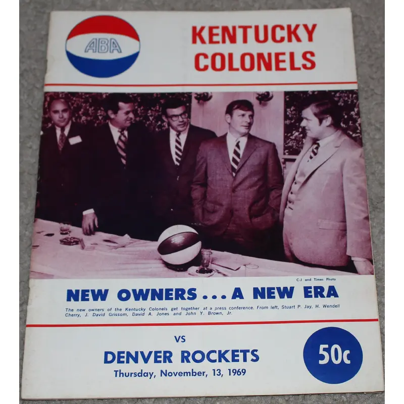 1969 Denver Rockets vs Kentucky Colonels ABA Basketball Program