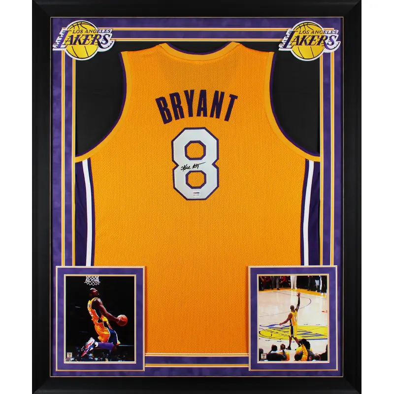 Lakers Kobe Bryant Signed M&N 2000-01 Yellow Framed Jersey PSA/DNA #B11458