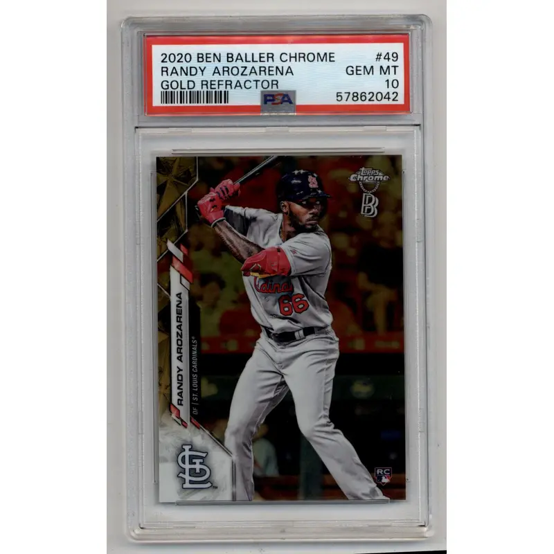 Randy Arozarena 2020 Ben Baller Chrome Gold Refractor #49 33/50 PSA 10 Gem Mint