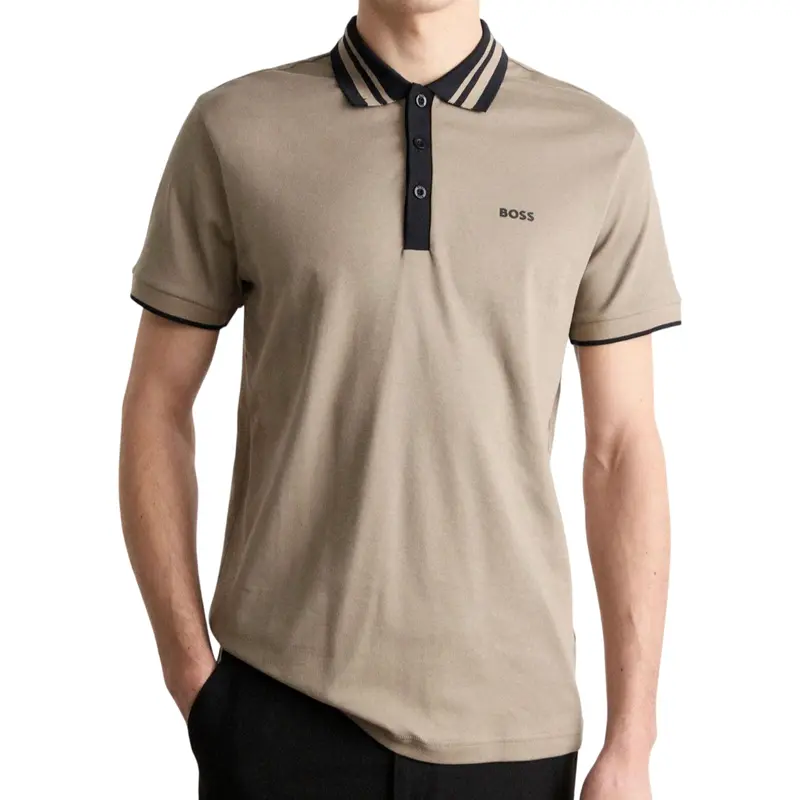 HUGO BOSS MENS POLO BEIGE PAULE TAPE 50533272334