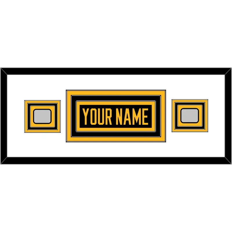 Pittsburgh Nameplate & 2 Stanley Cup Finals Patches - Road Black (1988-1992) - Triple Mat 3