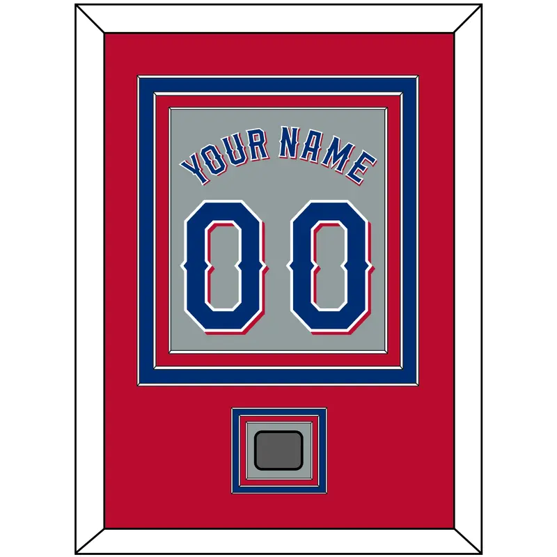 Texas Name & Number With World Series Champions Patch - Road Gray (2020-2023) - Triple Mat 3