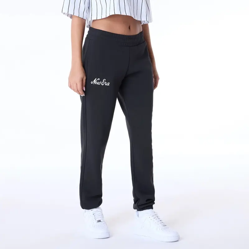 Womens New Era Script Black Joggers