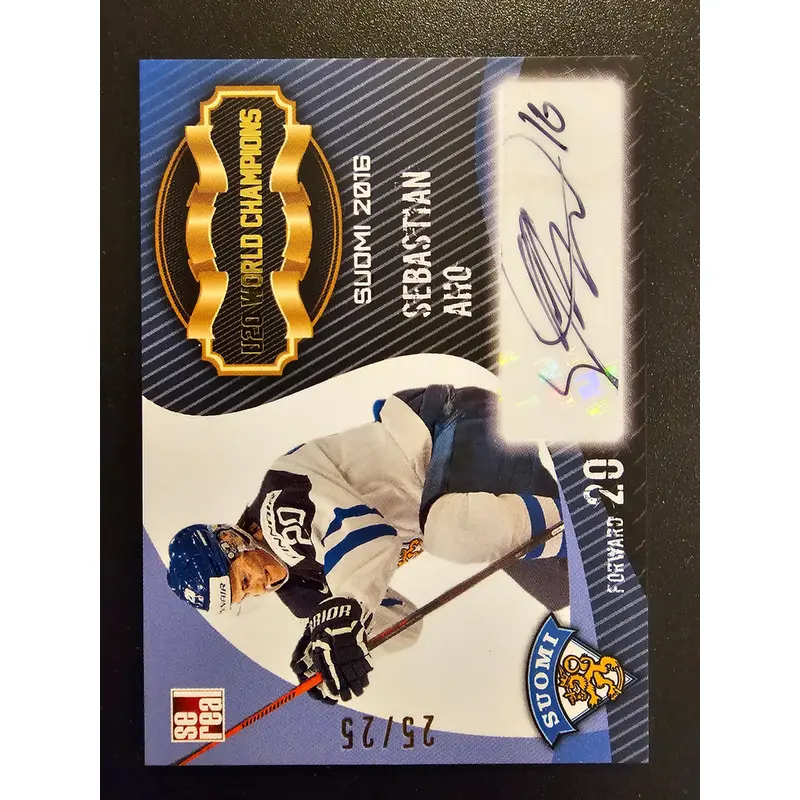 2016 Cereal Team Finland U20 World Champions Autograph - Sebastian Aho #FIN-U20-A04 /25