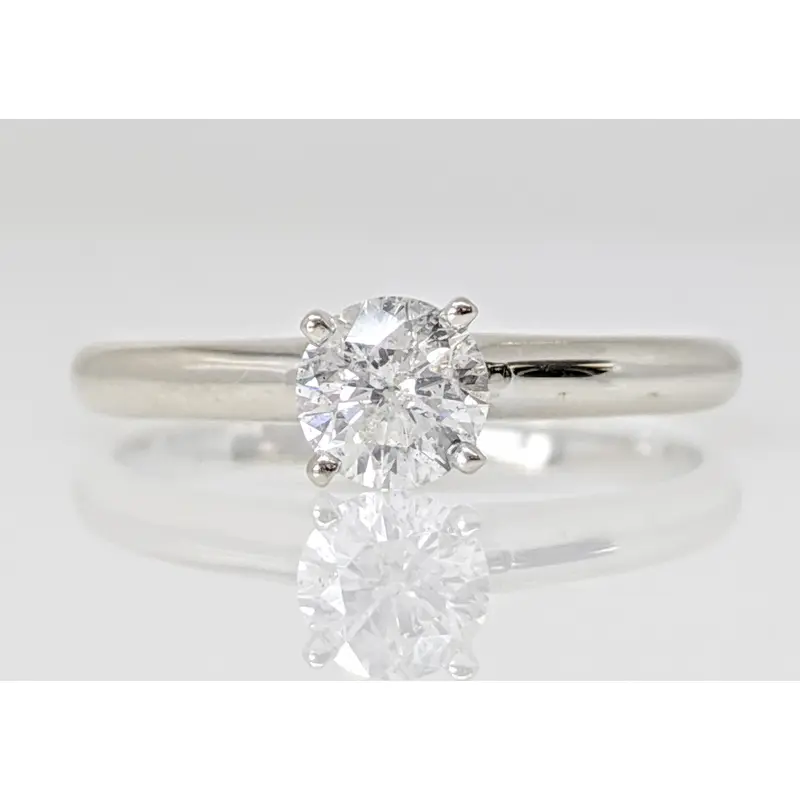 14K WHITE .50 CARAT TOTAL I1 G DIAMOND ROUND SOLITARE ESTATE RING 2.2 GRAMS