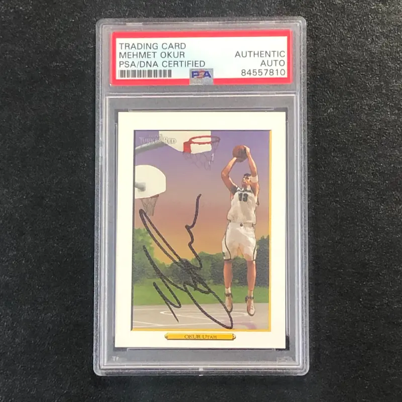 2006-07 Topps Turkey Red #101 Mehmet Okur Signed Card AUTO PSA Slabbed Jazz