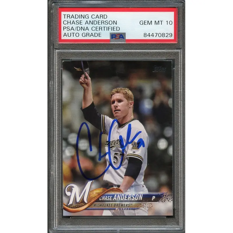 2018 Topps Series 1 #54 Chase Anderson Signed Card PSA Slabbed Auto 10 Brewers