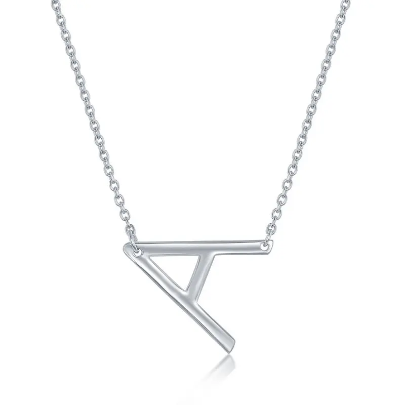 Sterling Silver Sideways 'A' Initial Necklace