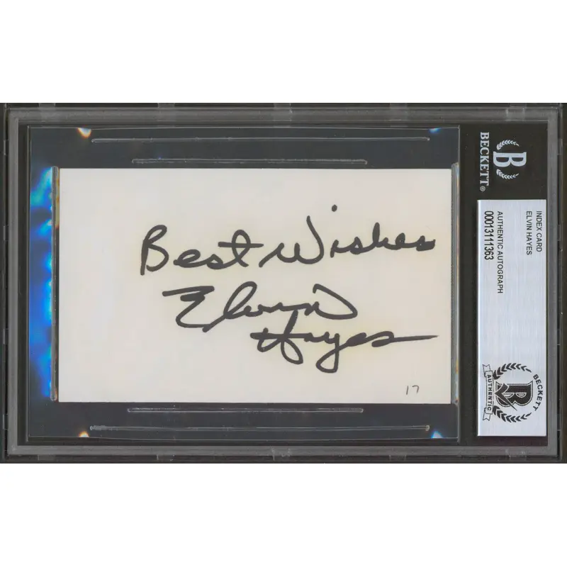 Bullets Elvin Hayes "Best Wishes" Authentic Signed 3x5 Index Card BAS Slabbed