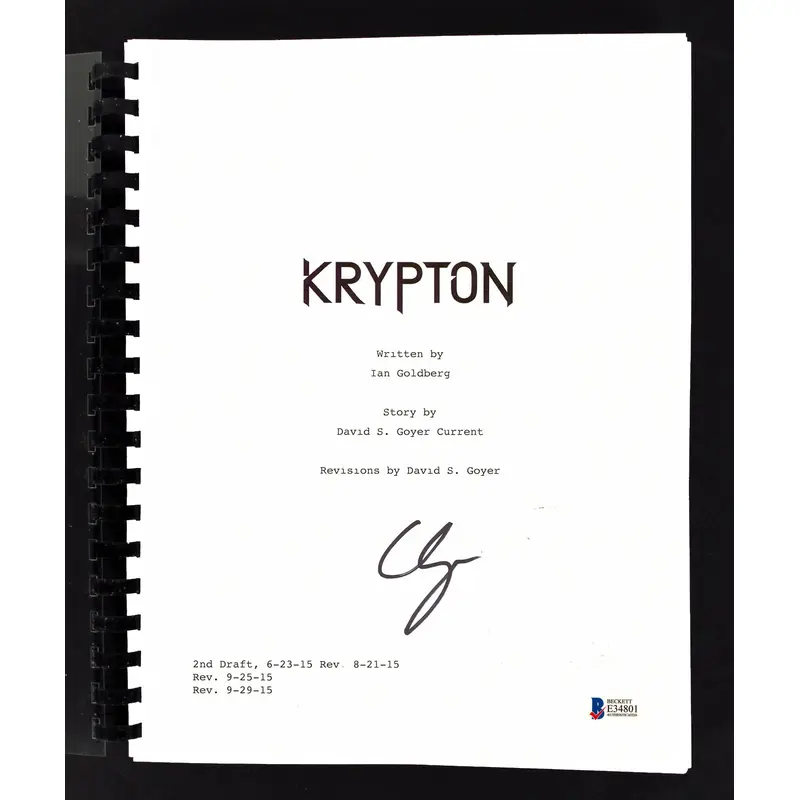 Cameron Cuffe Authentic Signed Krypton Pilot Episode Tv Script BAS #E34801