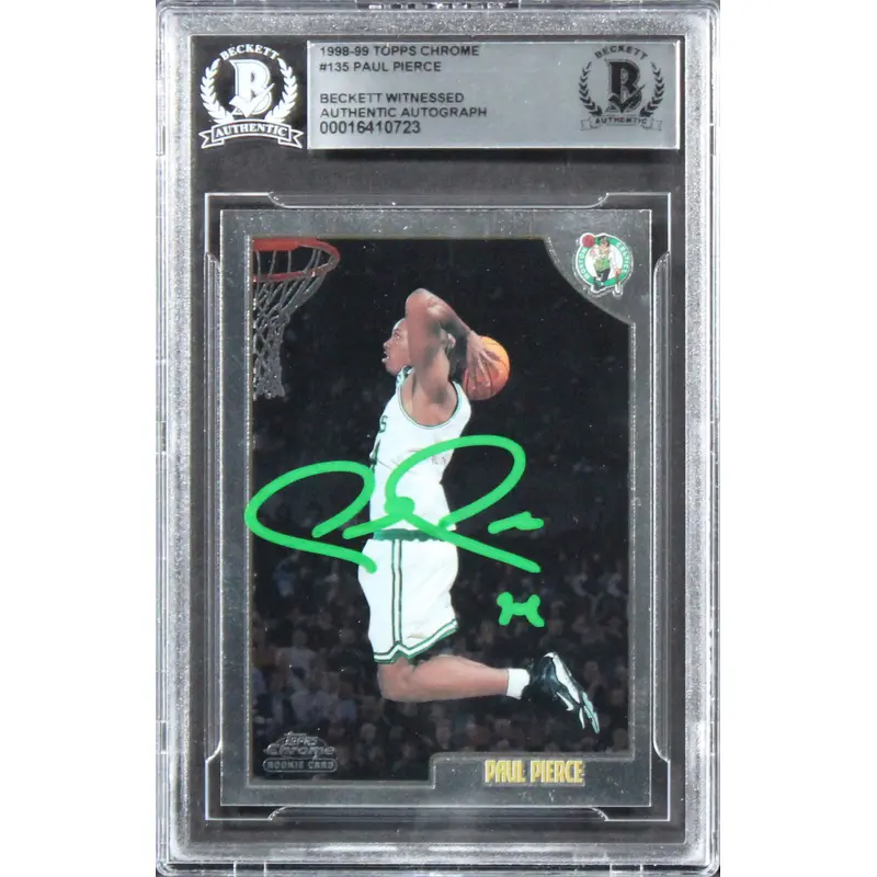 Celtics Paul Pierce Authentic Signed 1998 Topps Chrome #135 Rookie Card BAS Slab