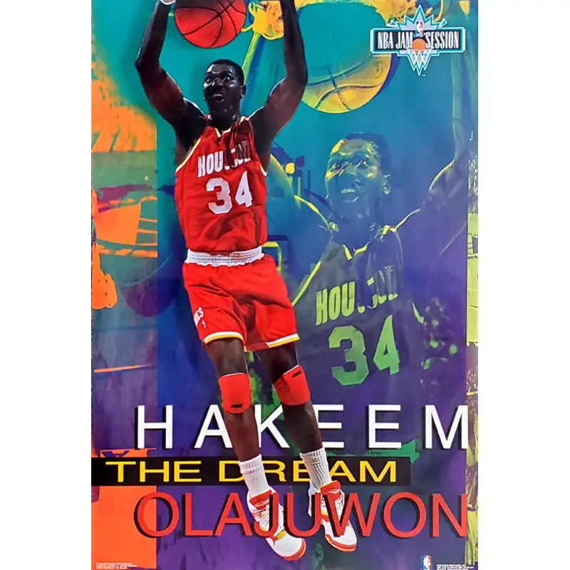 Hakeem Olajuwon "Jam Session" Houston Rockets NBA Action Poster - Costacos Brothers 1993