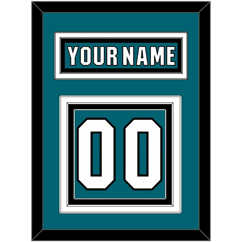 San Jose Nameplate & Number (Back) - Home Teal (2017-2022) - Triple Mat 4