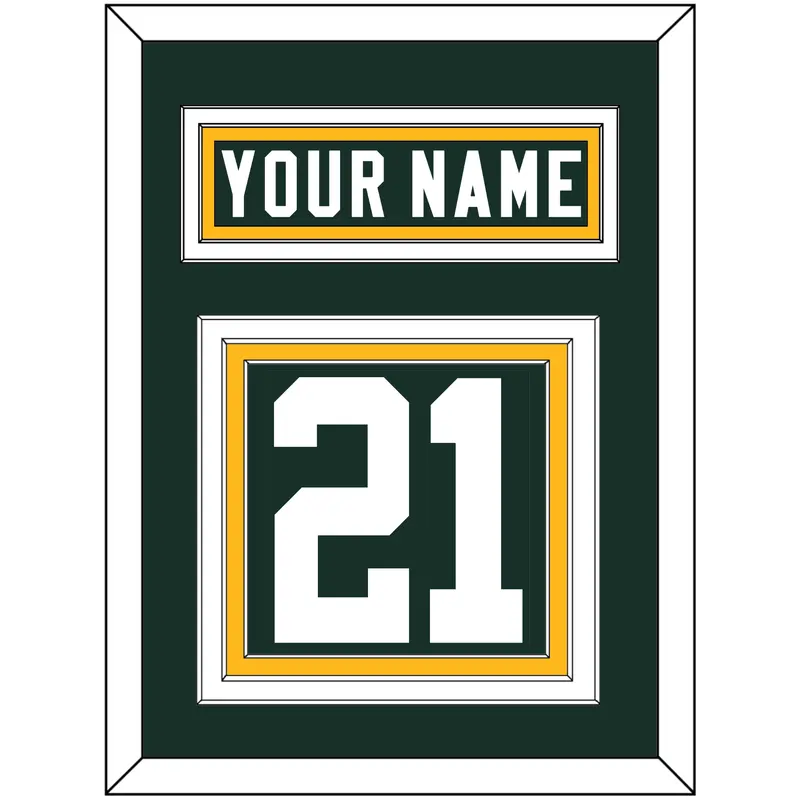 Green Bay Nameplate & Number (Back) - Home Green - Triple Mat 2