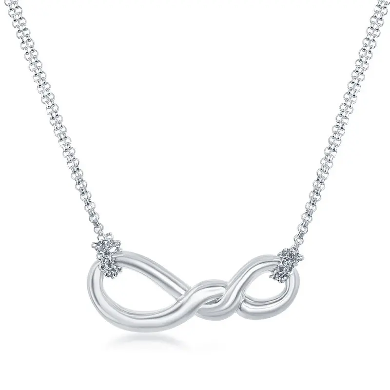 Sterling Silver Infinity Knot Double Strand Necklace