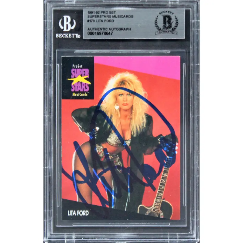 Lita Ford The Runaways Authentic Signed 1991 Pro Set SM #178 Card BAS Slabbed
