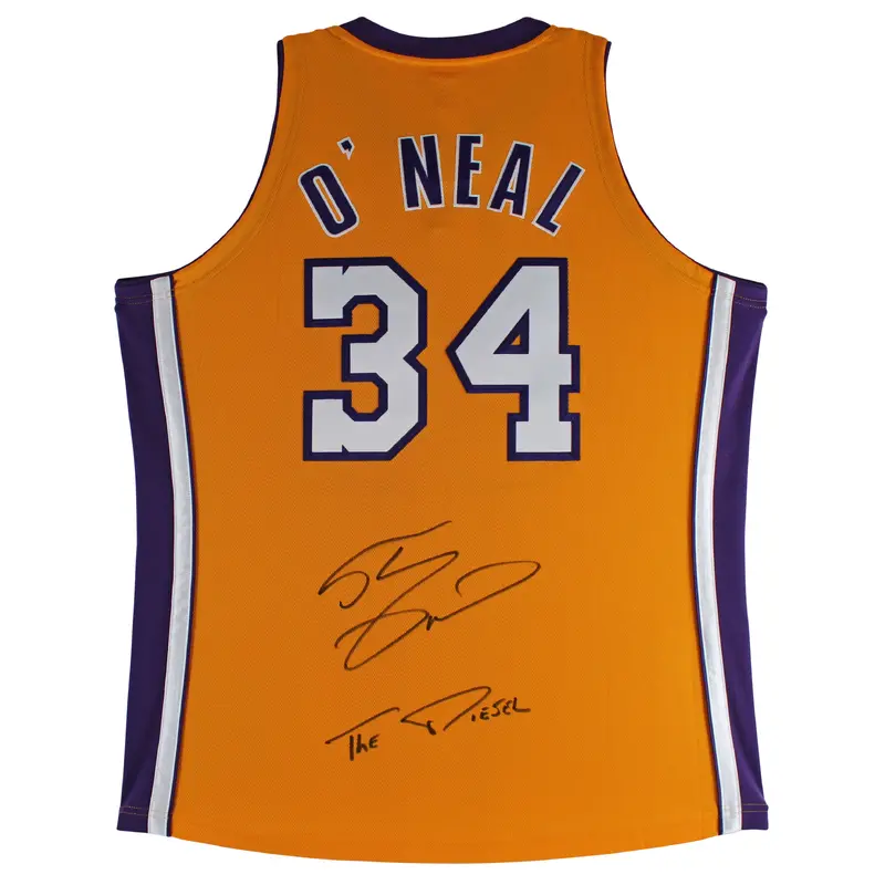 Shaquille O'Neal "Diesel" Signed Yellow M&N 2000-01 HWC Authentic Jersey BAS Wit
