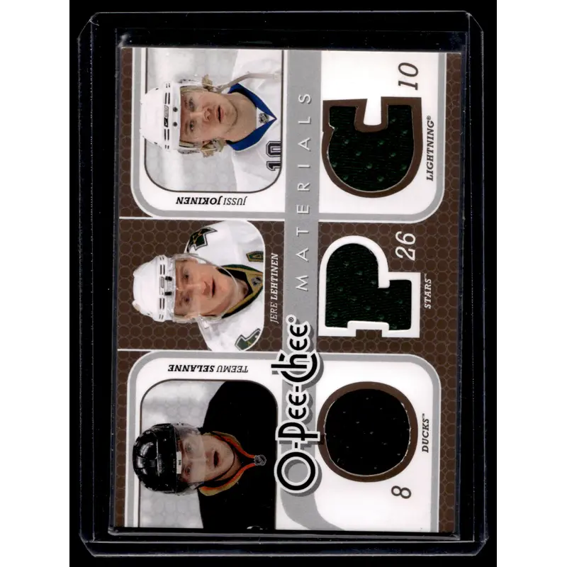 2008-09 O-Pee-Chee - Triple Materials - Teemu Selanne / Jere Lehtinen / Jussi Jokinen #3M-SLJ
