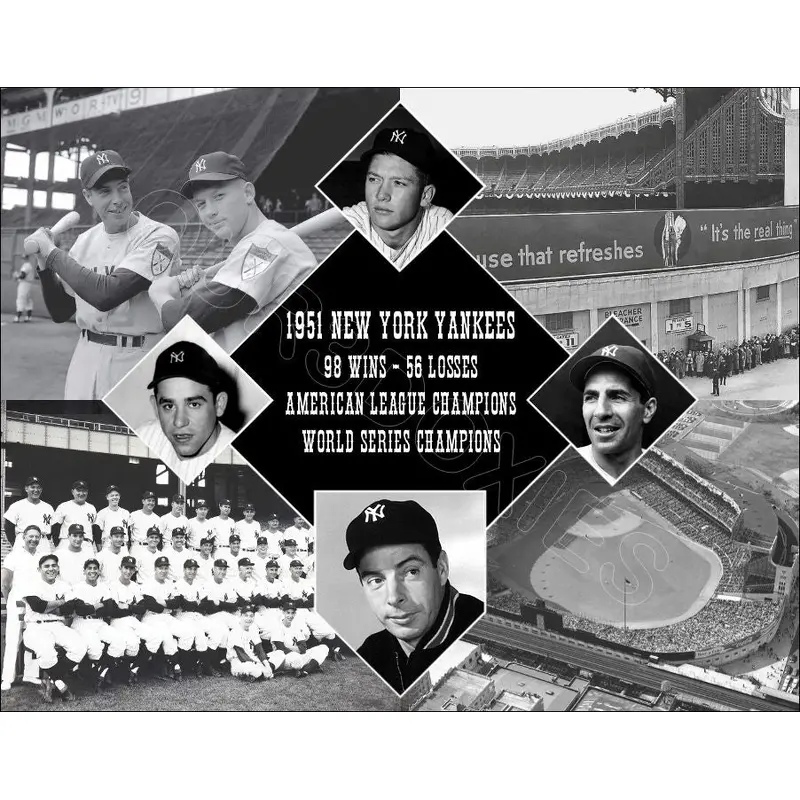 1951 New York Yankees Diamond 11X14 Photo - Dimaggio Mantle Berra Rizzuto - 2195