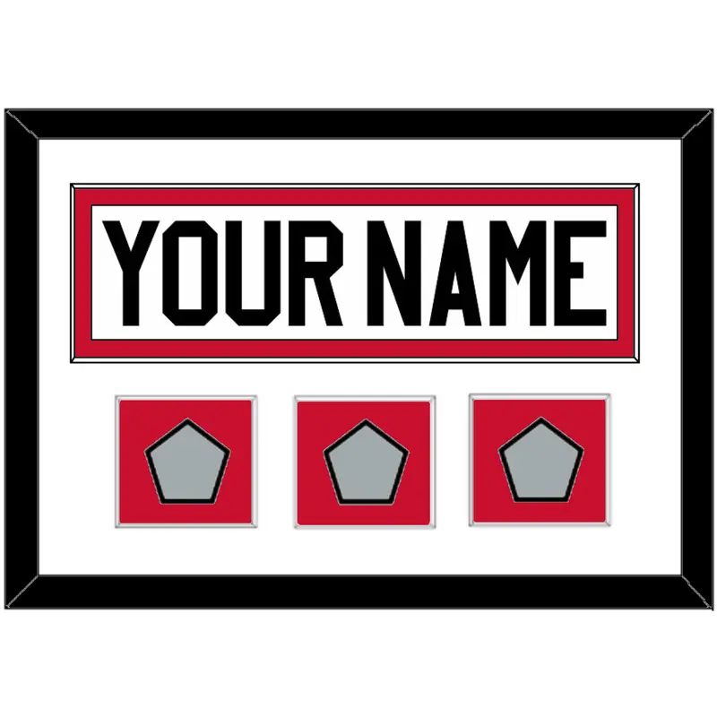 Chicago Nameplate & 3 Stanley Cup Finals Patches - Road White (2007-2017) - Single Mat 1